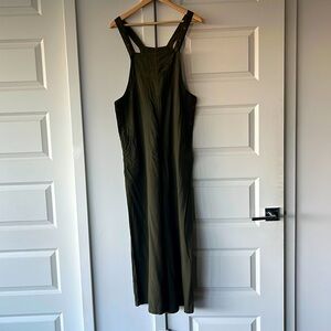 Green linen-like overalls